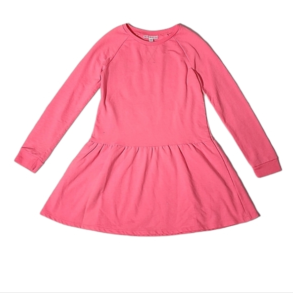 Rockets of Awesome Bright Pink Solid Drop Waist Long-sleeve Dress Girls'  Size 8 - Picture 1 of 9